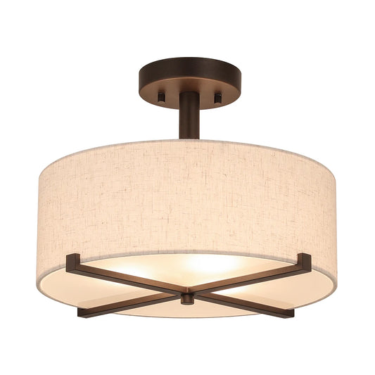 Fabric Semi Flush Decorative Ceiling Lamp