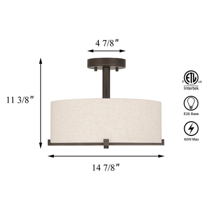 Fabric Semi Flush Decorative Ceiling Lamp